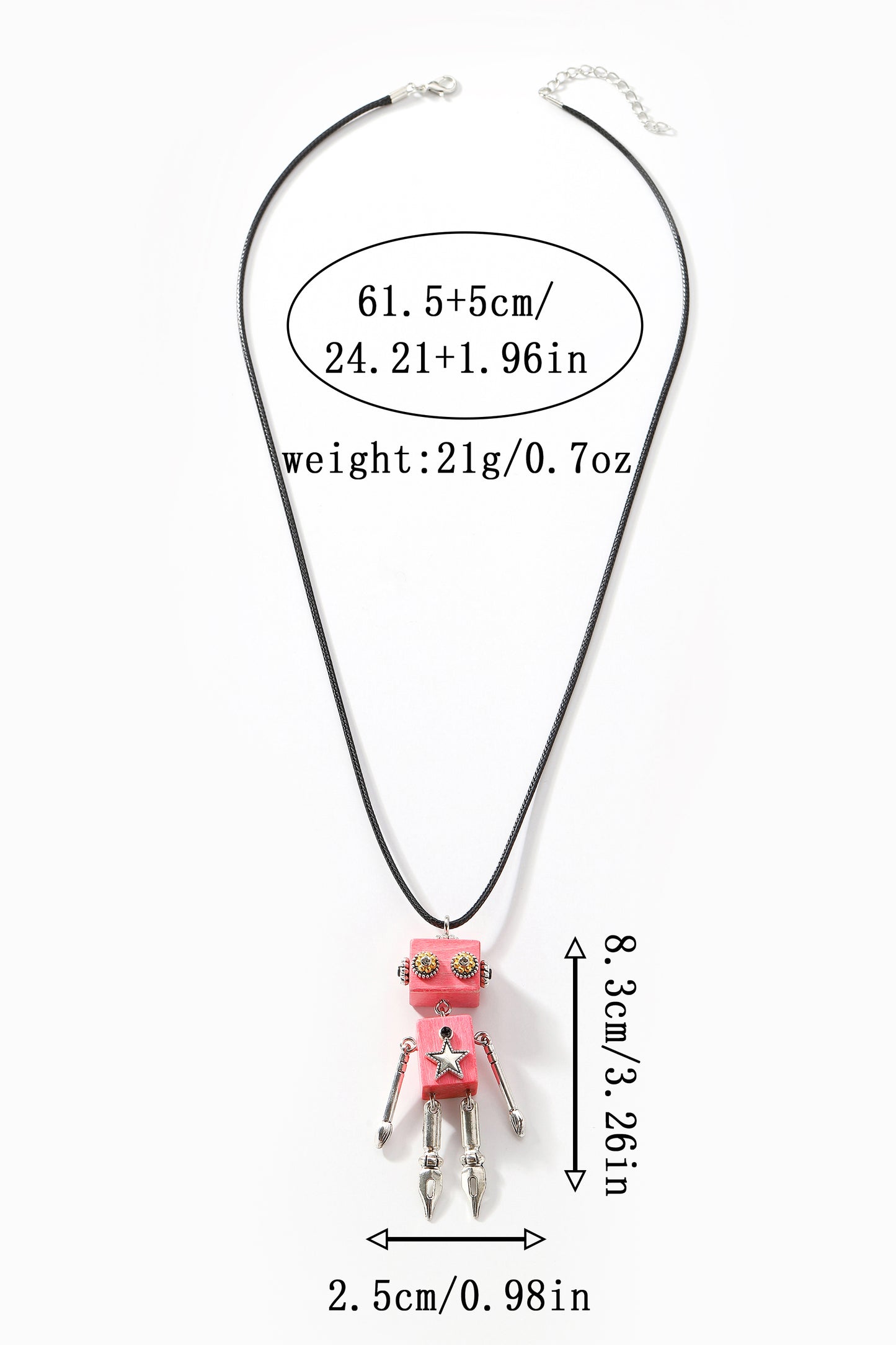 Pink hip-hop trendy robot-shaped pendant necklace, Steampunk robot pendant necklace, Artistic Handicraft Cute Wooden Art Necklace, Dainty Robot Girl Necklace,Trendy Statement Necklace